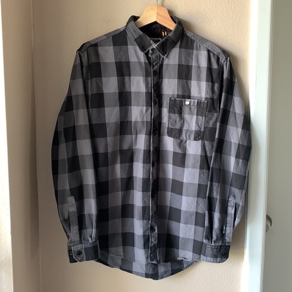 ZER ZABER Regular Fit Long Sleeve Gray Plaid Button Down Shirt - Picture 2 of 9
